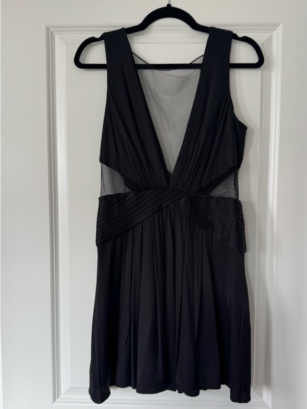 BCBGMaxAzria Black Cocktail Dress with Mesh Insets